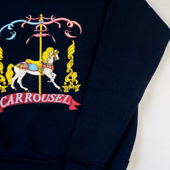 Vintage Sues Designs Carousel Navy Crewneck - Picture 2 of 3